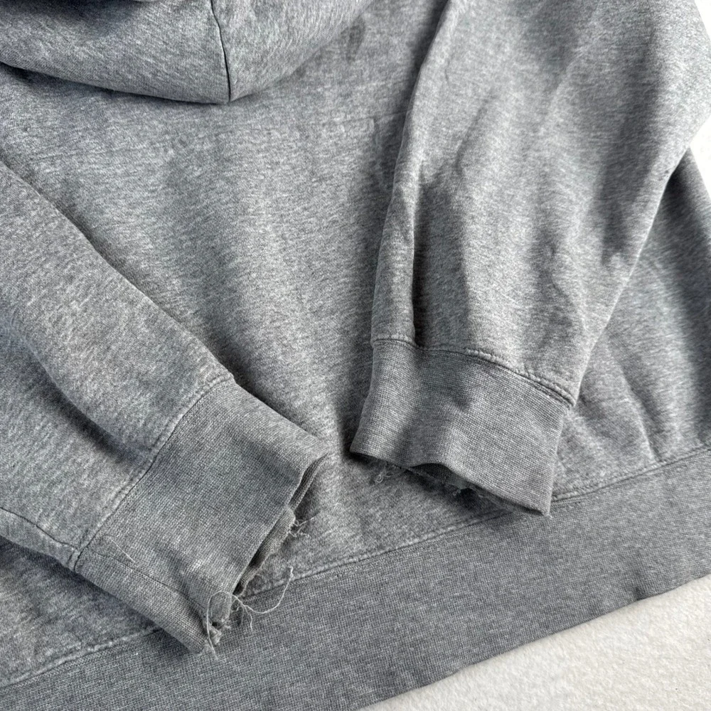 Jordan Air Mens Pullover Hoodie Gray Jumpman Logo Sweatshirt Large Distressed